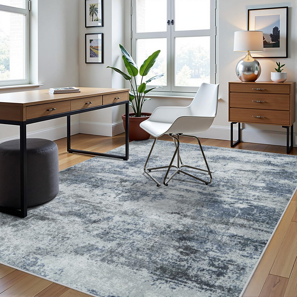 Aelenmu rug with non-slip backing to prevent sliding on wood or tile floors.