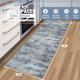 Aelenmu runner rug with non-slip rubber backing prevents sliding on wood and tile floors.