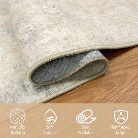 Aelenmu non-slip backing keeps this rug steady on wood or tile floors
