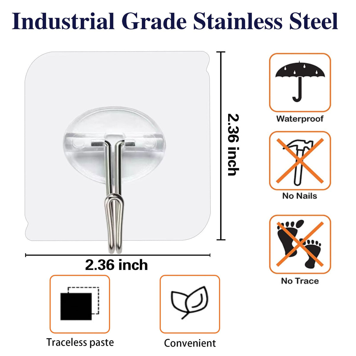 Aellabus stainless steel and PVC hook body highlights durable, reusable design.