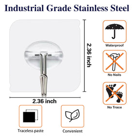 Aellabus stainless steel and PVC hook body highlights durable, reusable design.