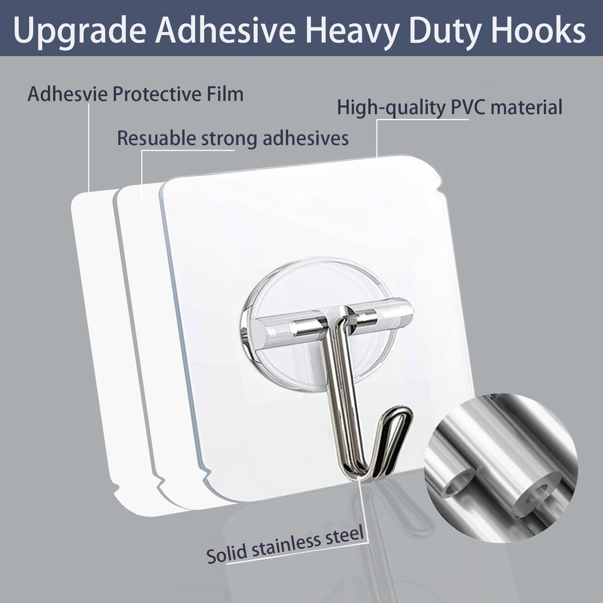 Aellabus transparent wall hook with discreet, up-to-24lb hanging capability.