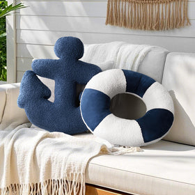 AELS gift-ready coastal pillow with anchor lifebuoy design.