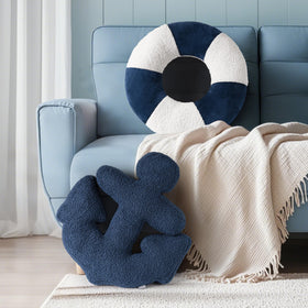 AELS handmade anchor lifebuoy pillow adds texture to nursery or lounge.