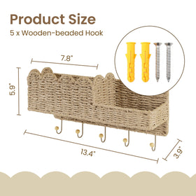 AELS natural fiber wall organizer for keys and mail adds rustic charm in any space.
