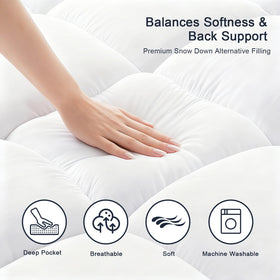 Deep-pocket design securely fits 8-21 inch queen mattresses