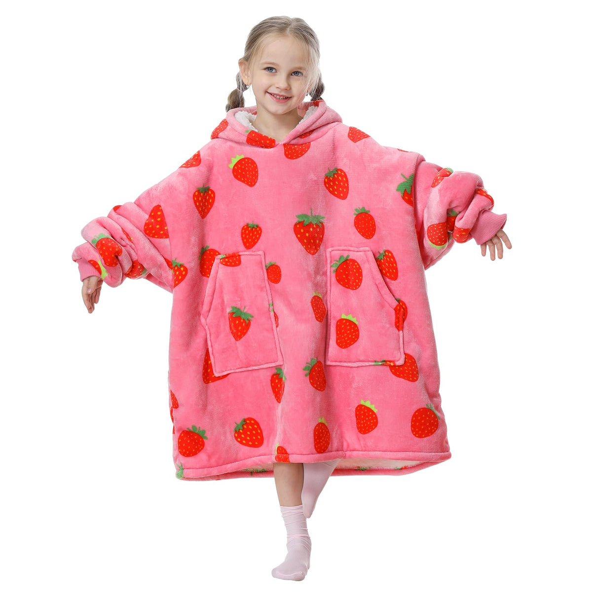 Aemicion Strawberry Blanket Hoodie inside sherpa for plush comfort