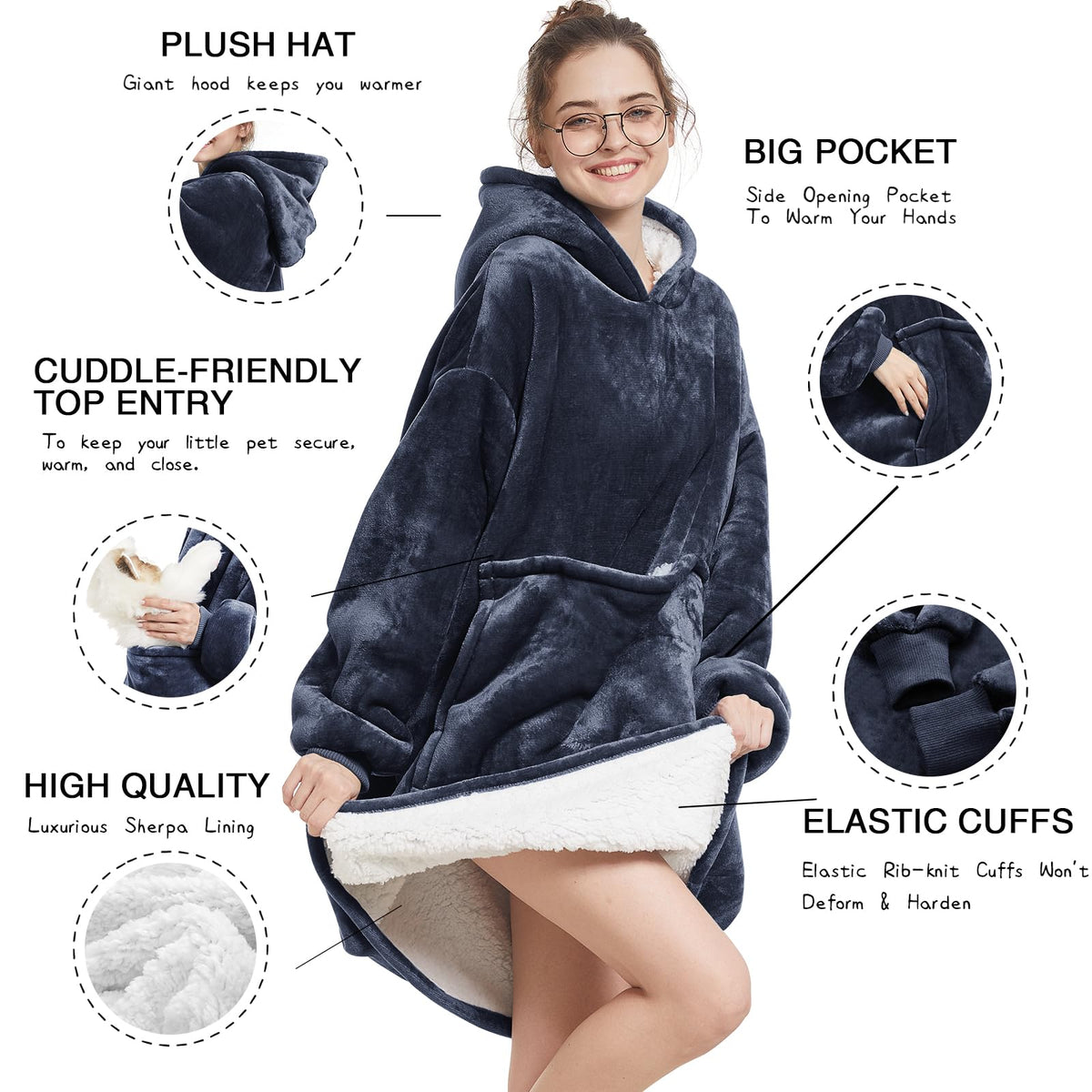 Color and pattern options for Aemilas wearable hoodie including cat-ear stitching