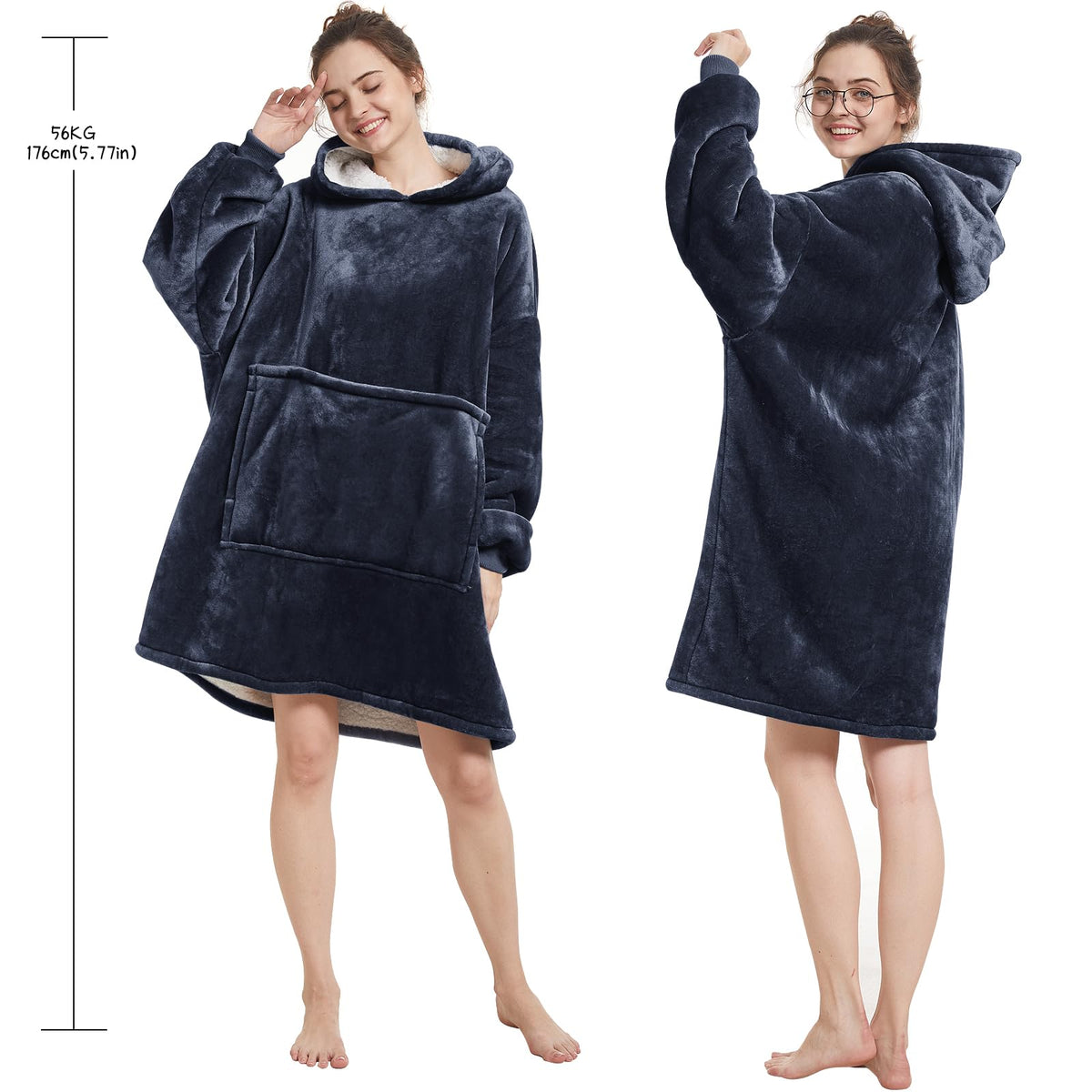 Aemilas hooded blanket with large pocket suitable for devices or a small pet
