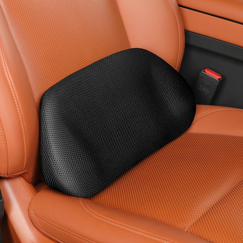 Aerovia 1P lumbar support in seat fills gaps and supports posture during long drives.