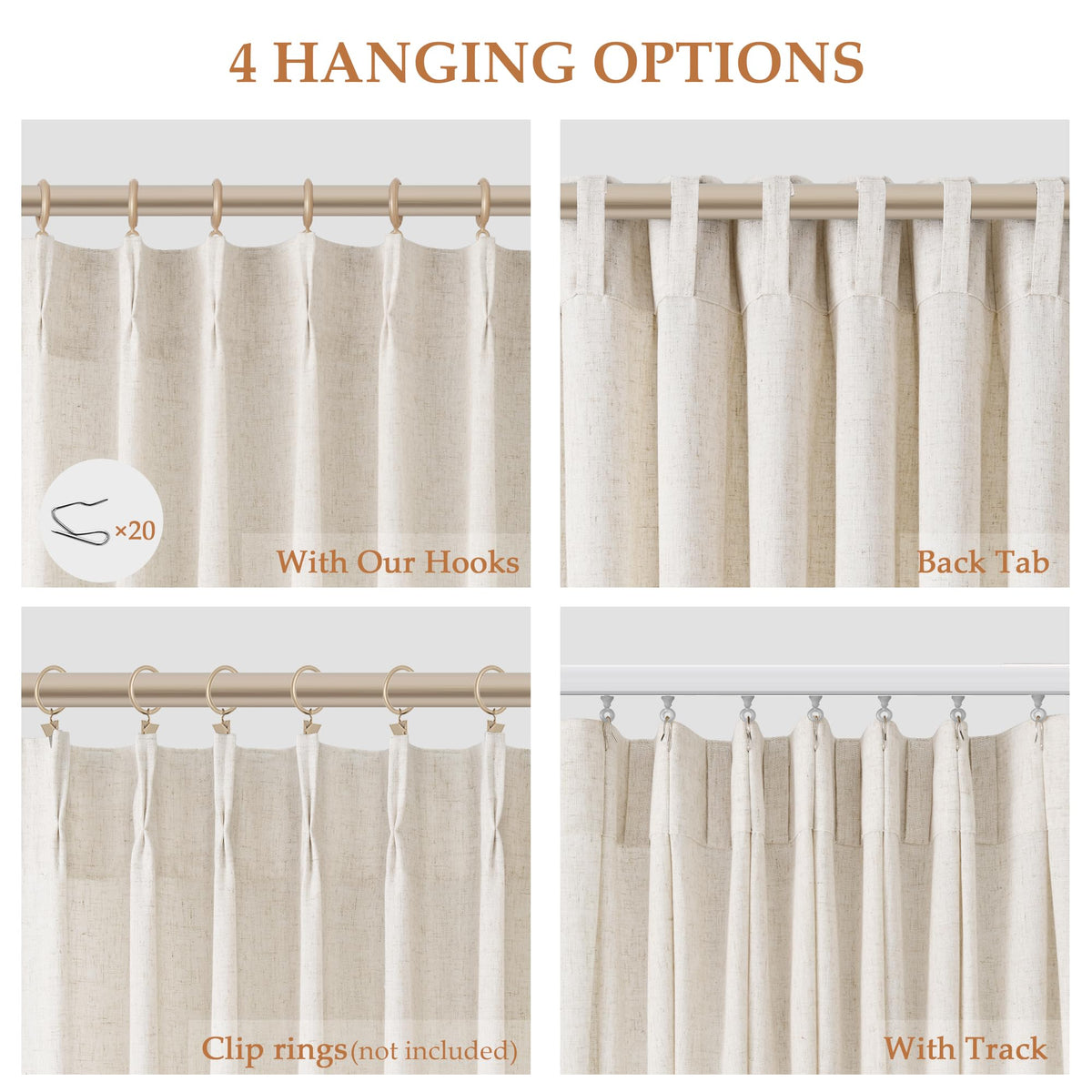 Aersas linen curtains show upgraded natural fabric and rich texture for a cozy look.