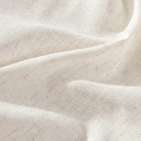Drapery flow of Aersas pinch-pleat linen curtains in natural cream