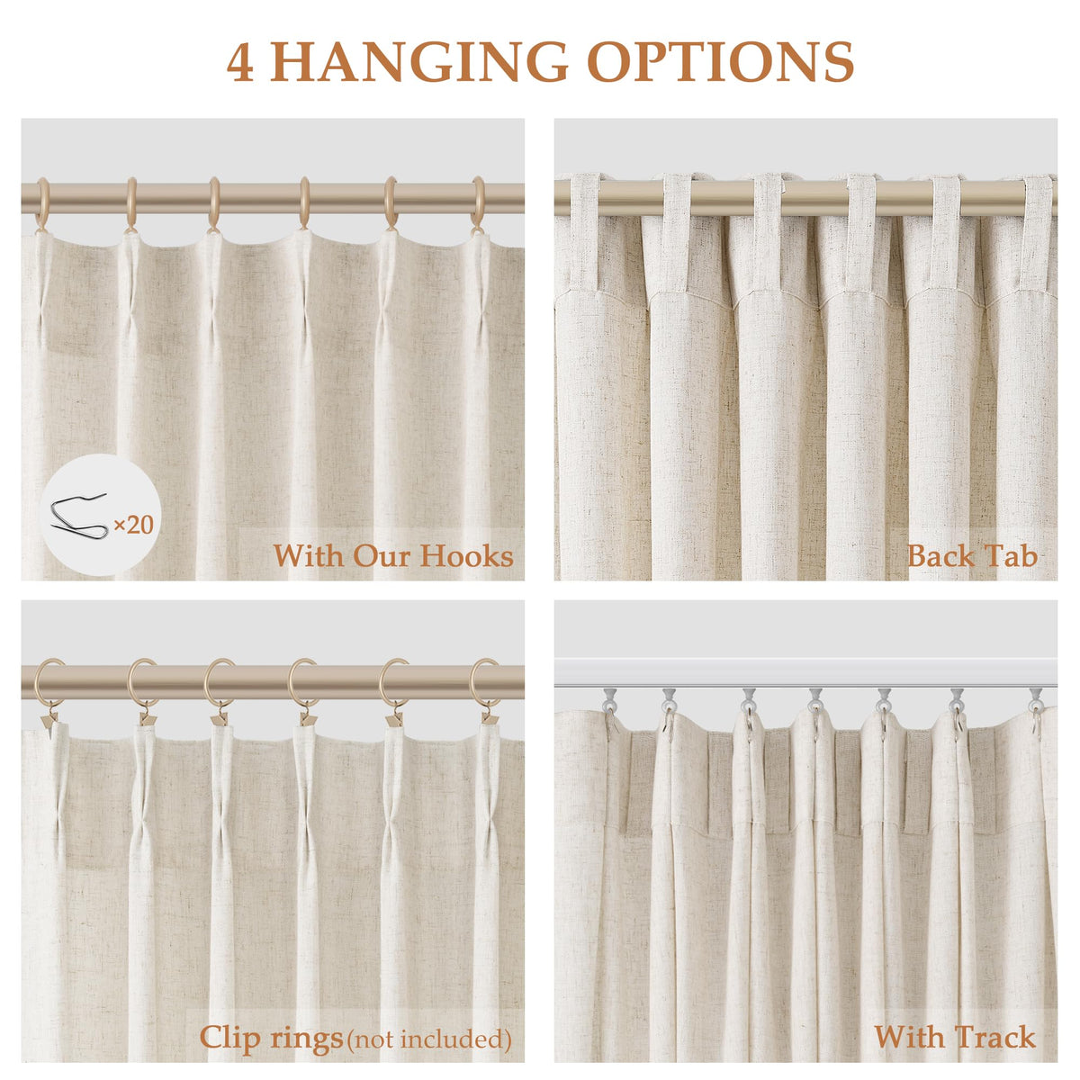 Aersas 108-inch cream-beige panel drape full view showing length and drape