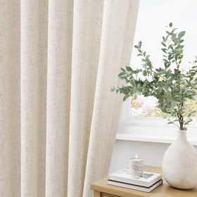 Aersas back-tab hanging option on pinch-pleated linen curtain for versatile styling
