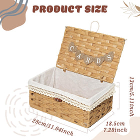 AerWo Rattan wedding card box interior lace trim for refined reception décor.