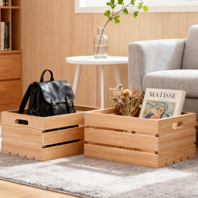 Aescwyn wooden crate holding fruit or produce for rustic storage and easy access.