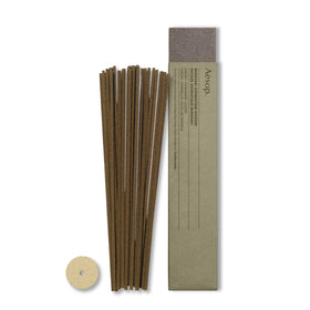 Aesop Murasaki incense stick with Hinoki for a calming woody aroma.