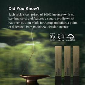Aesop Murasaki incense in use creates spa-like ambience.