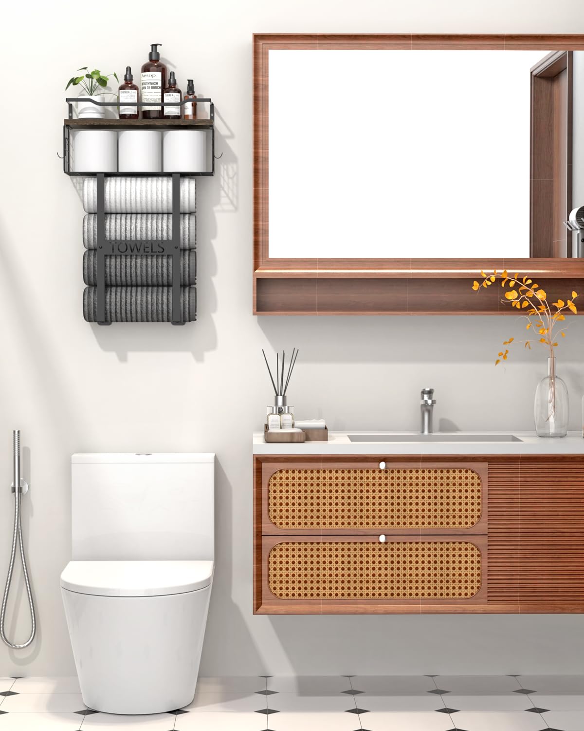 Aetyord bath wall holder above toilet showing space-saving design