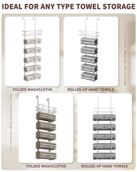 Aetyord door-mount towel rack showing top basket for small items