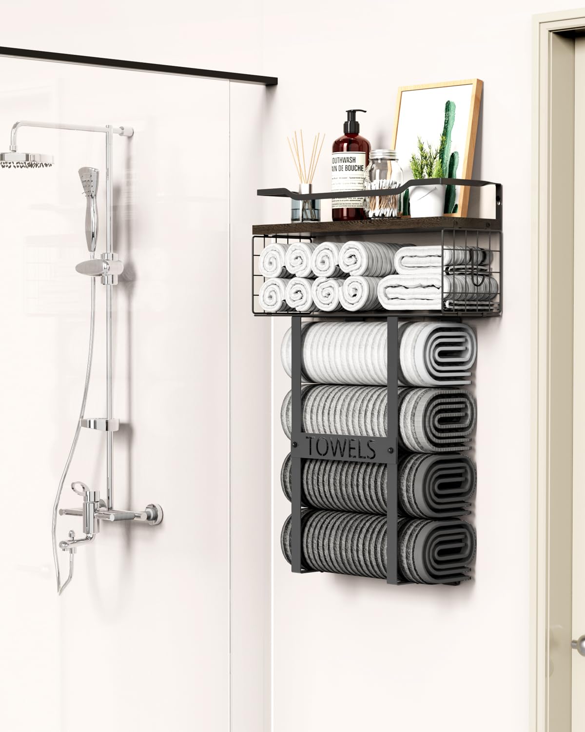 Aetyord floating shelf towel organizer for decor and essentials