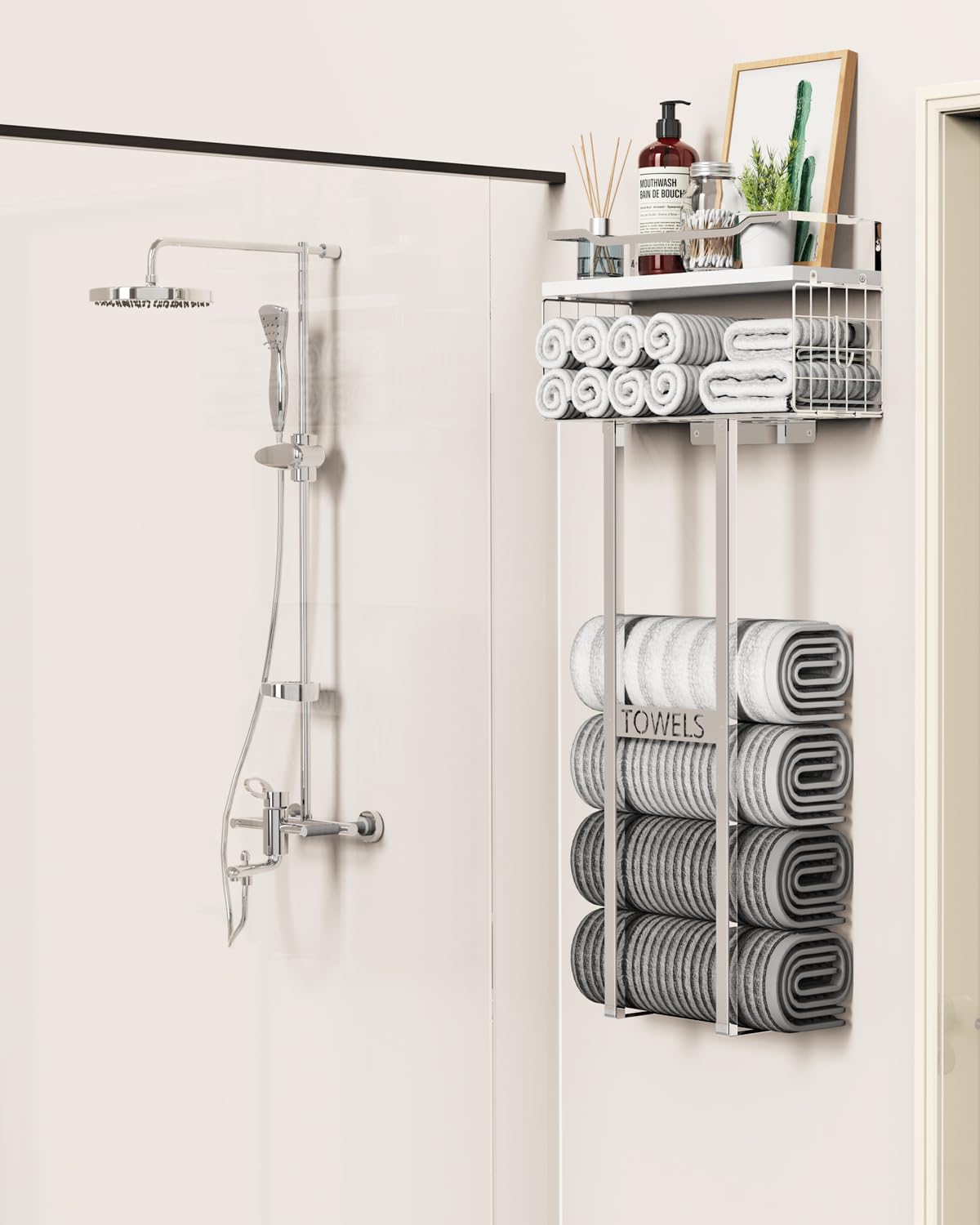 Aetyord floating wood plank shelf enhances vanity organization