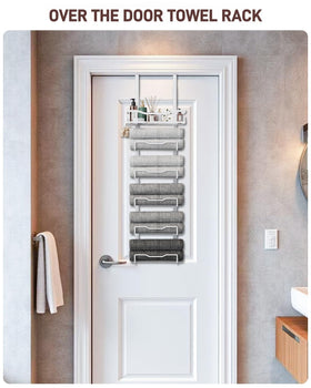 Aetyord metal towel organizer in a sleek white finish