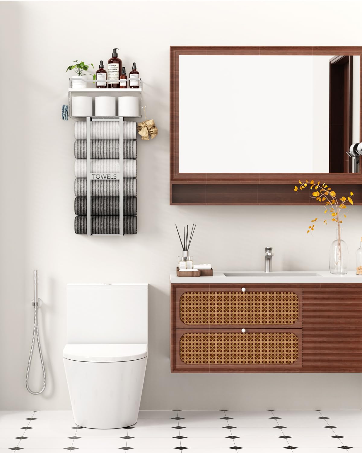 Aetyord silver finish bathroom rack adds elegant storage to the bathroom