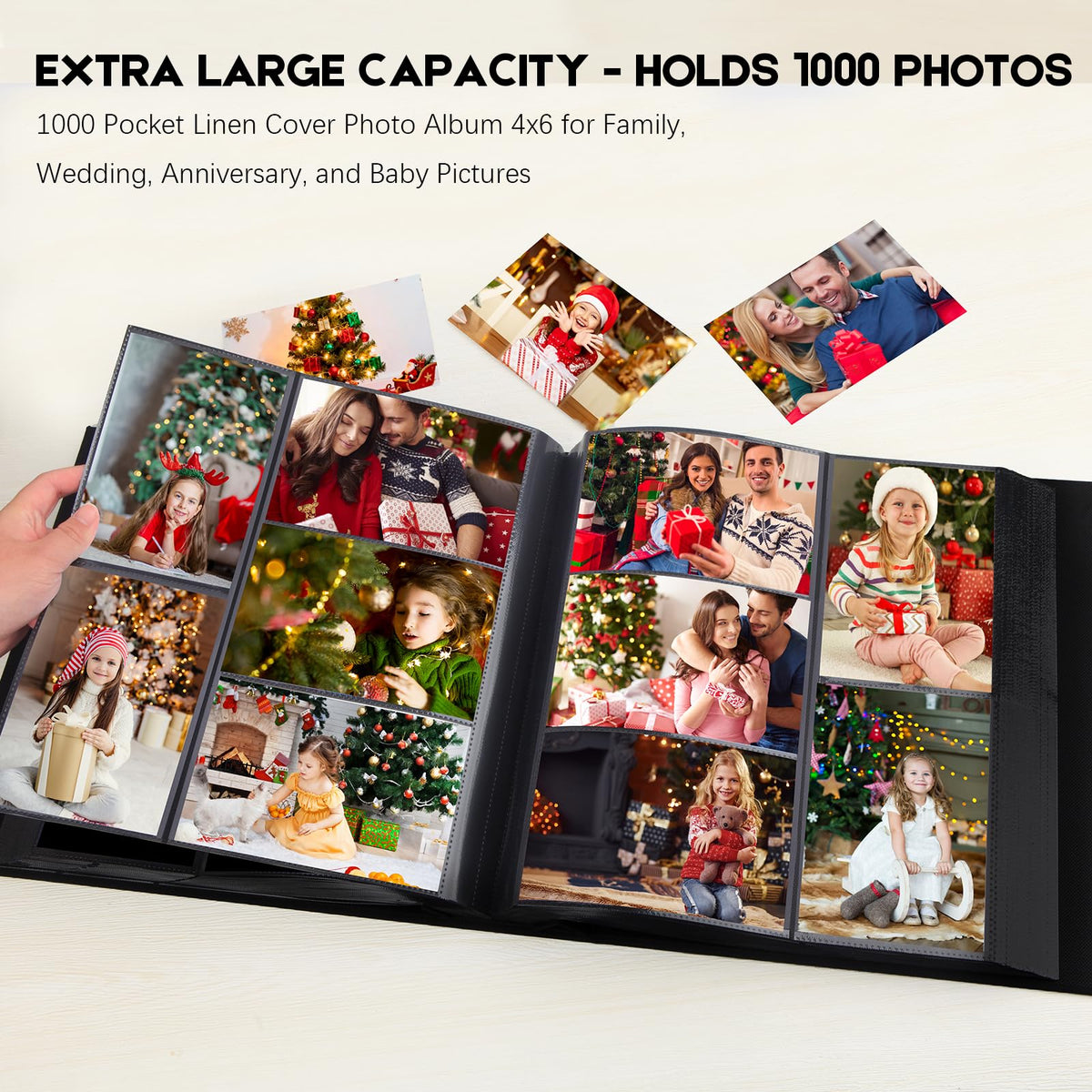 Aevdor 1000 pockets photo album vegan linen cover offers durable, stylish storage
