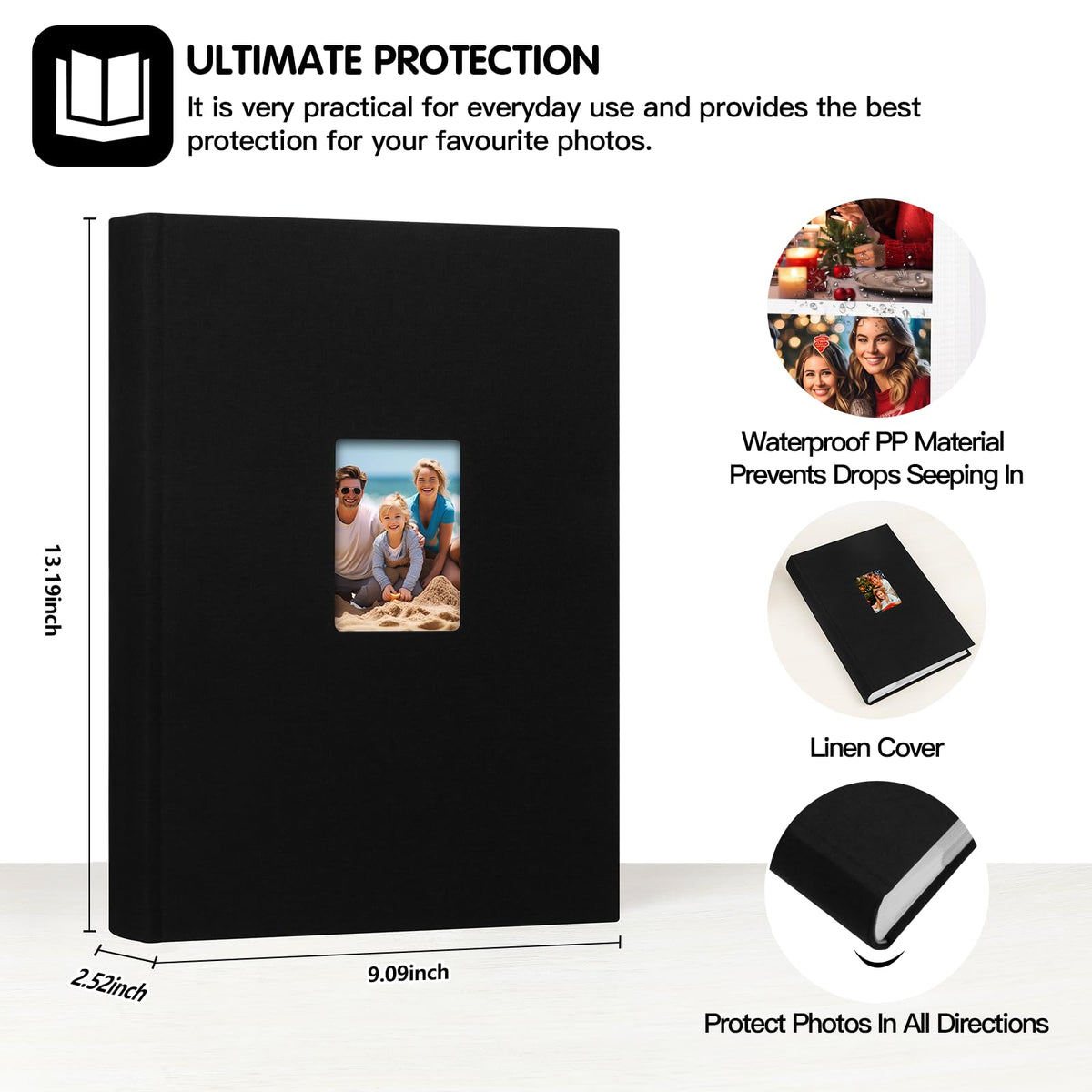 Aevdor 450 Pockets Photo Album acid-free PVC-free sleeves protect memories safely.