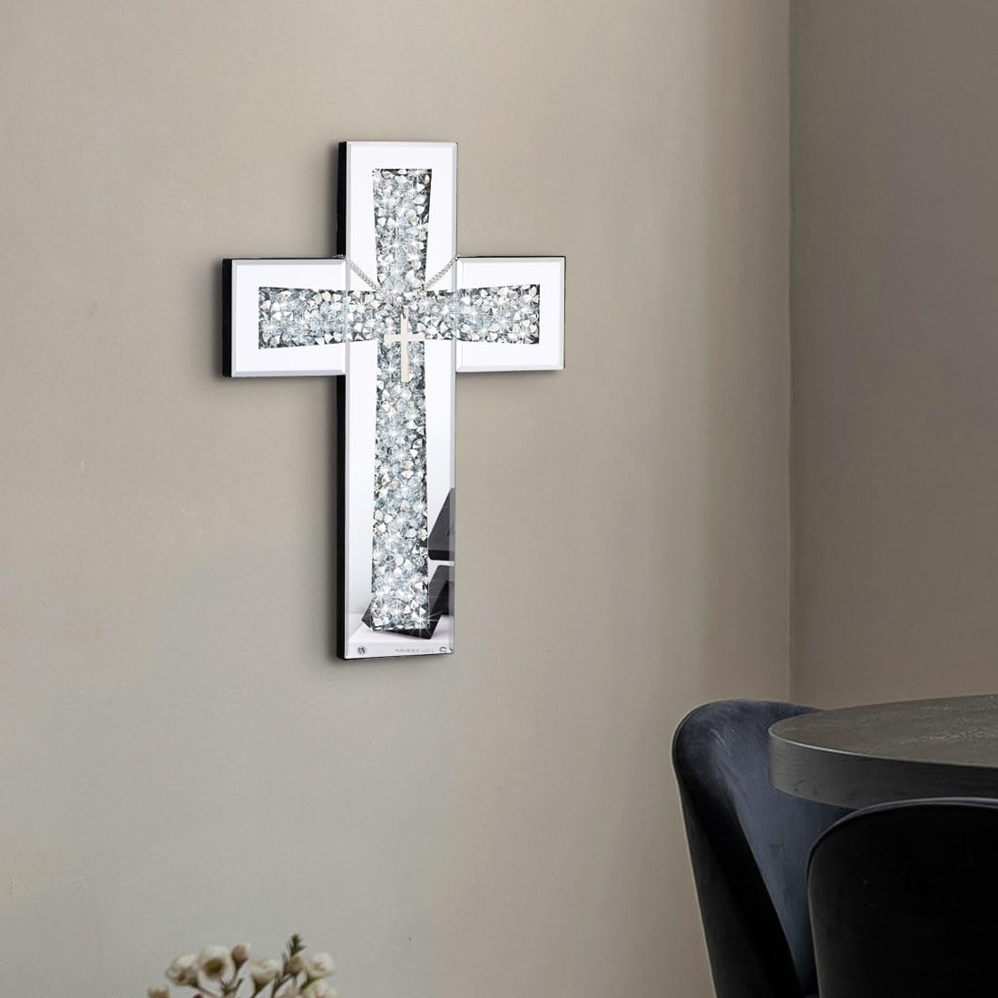 Aeveco cross mirror suitable for bedrooms and office settings.