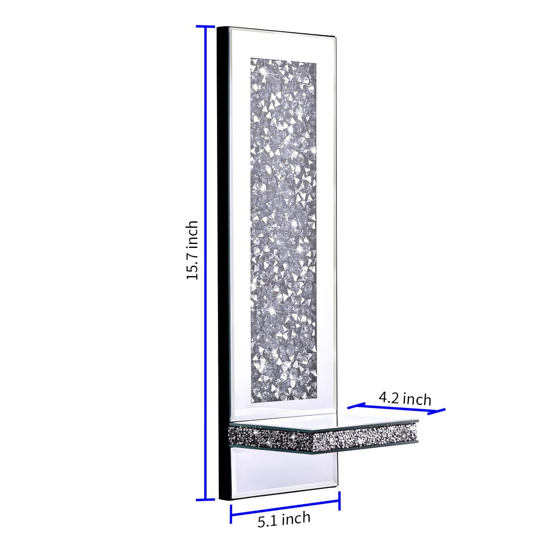 Aeveco silver wall candle holder highlights crushed diamond centerpiece on dining room walls.
