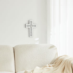 Aeveco easy install cross mirror helps refresh walls quickly.