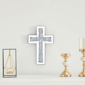 Aeveco frameless cross wall mirror blends with various decor styles.