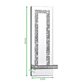 Aeveco silver beveled top mirror and crystal shelf for candles or decor