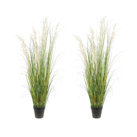 AfanD 47in artificial grass plant in pot provides long-lasting color for modern interiors.