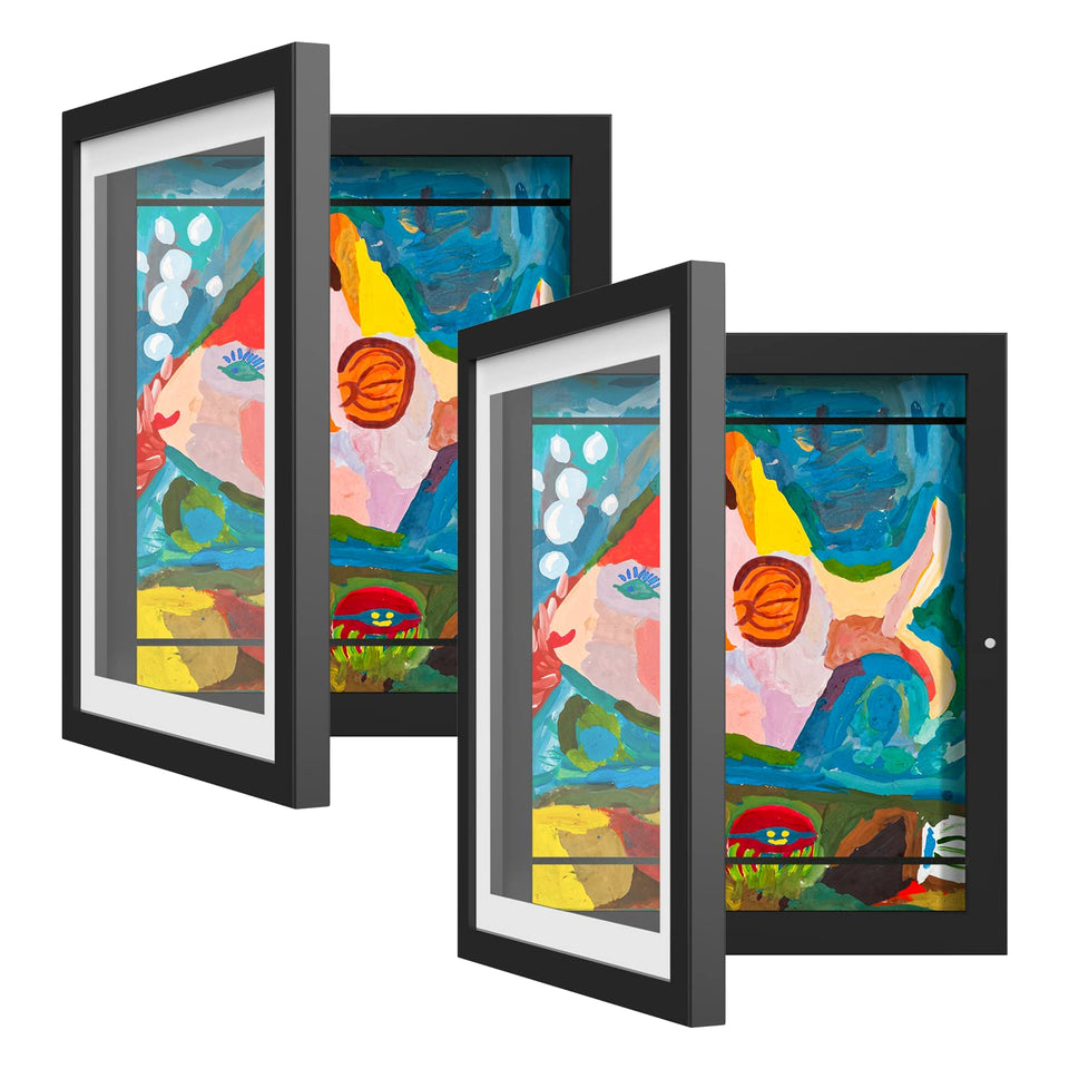 AFEION Kids Art Frame front opening shows artwork with quick swap capability