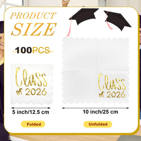 Affrolling Class of 2026 napkins folded to 5x5 inches for easy cleanup