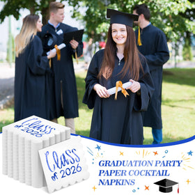 Affrolling graduation dining table setup with napkins
