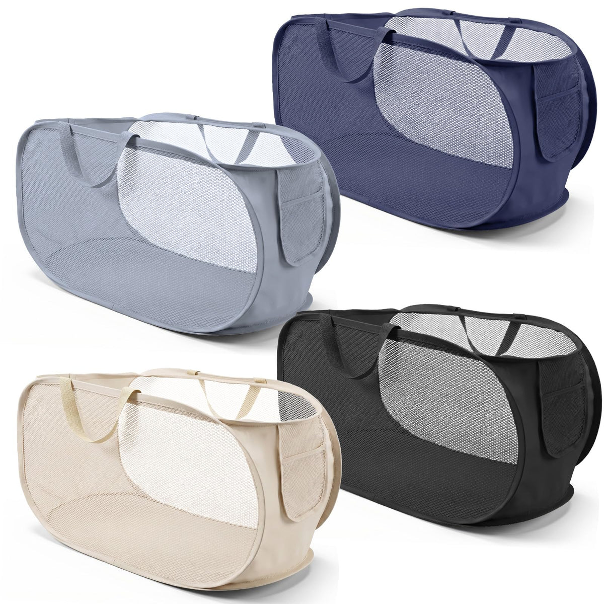 Afgaogw four pack mesh laundry basket with black large opening for easy loading