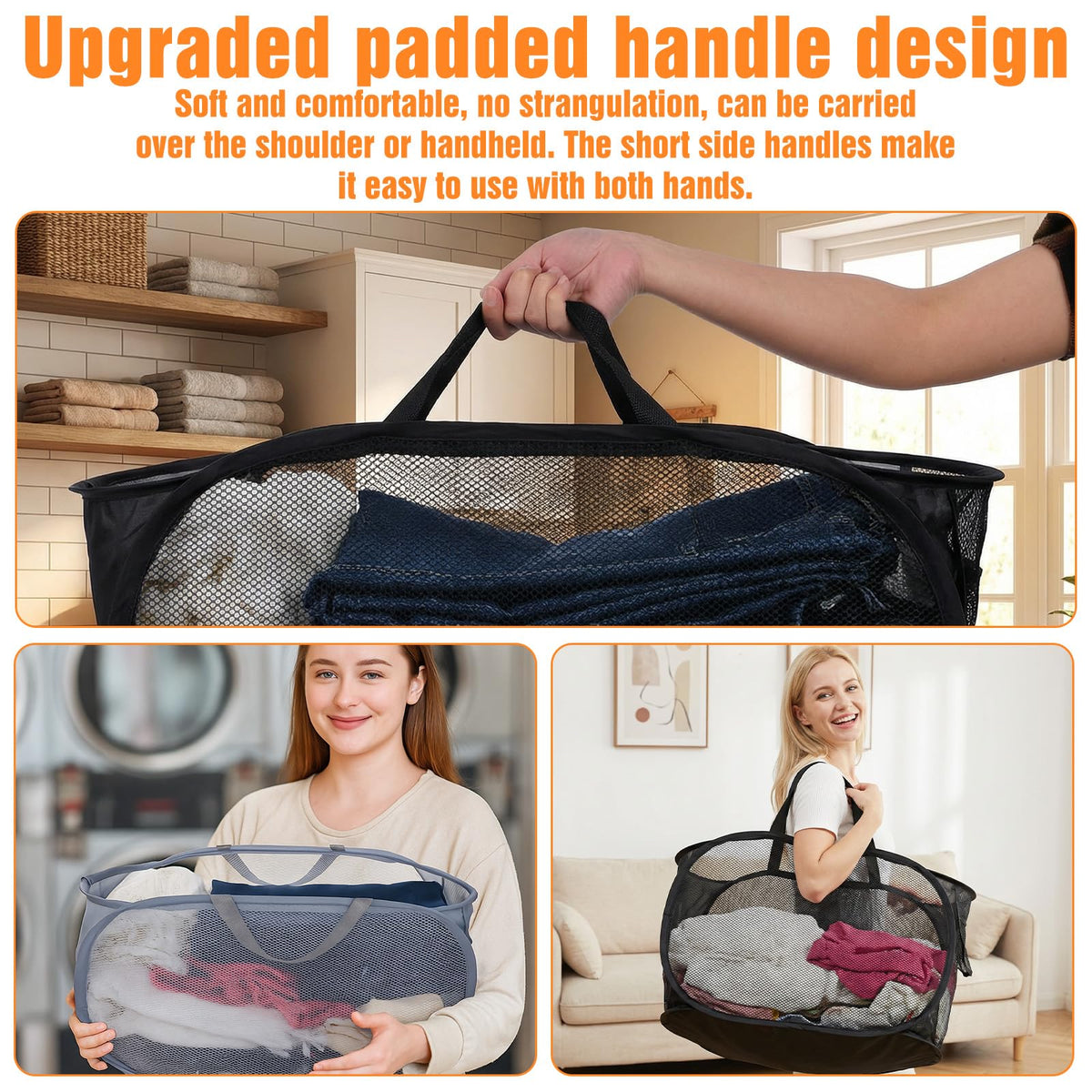 Afgaogw family laundry use with sturdy handles and wide opening
