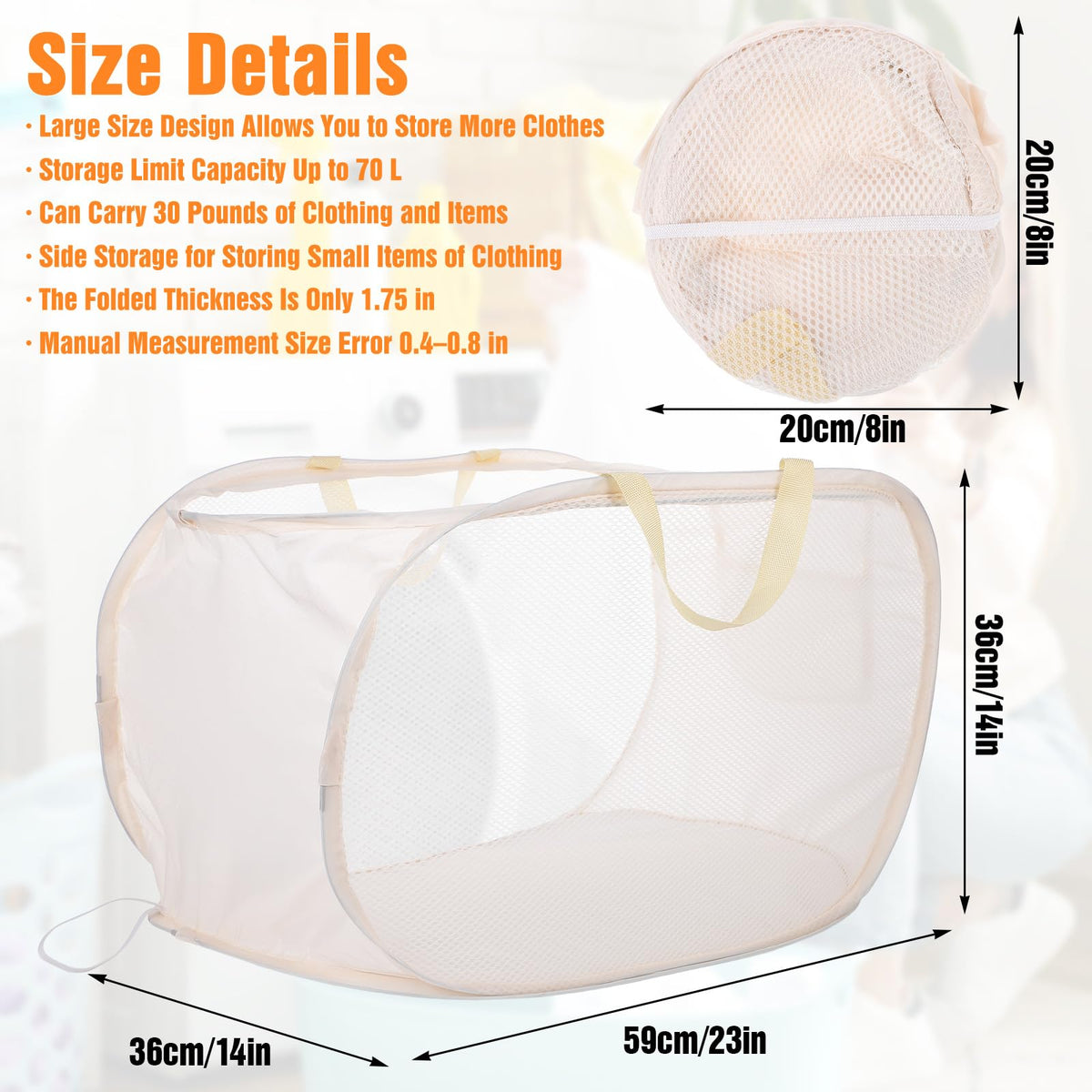 Afgaogw gray mesh laundry basket with breathable fabric for fresher clothes