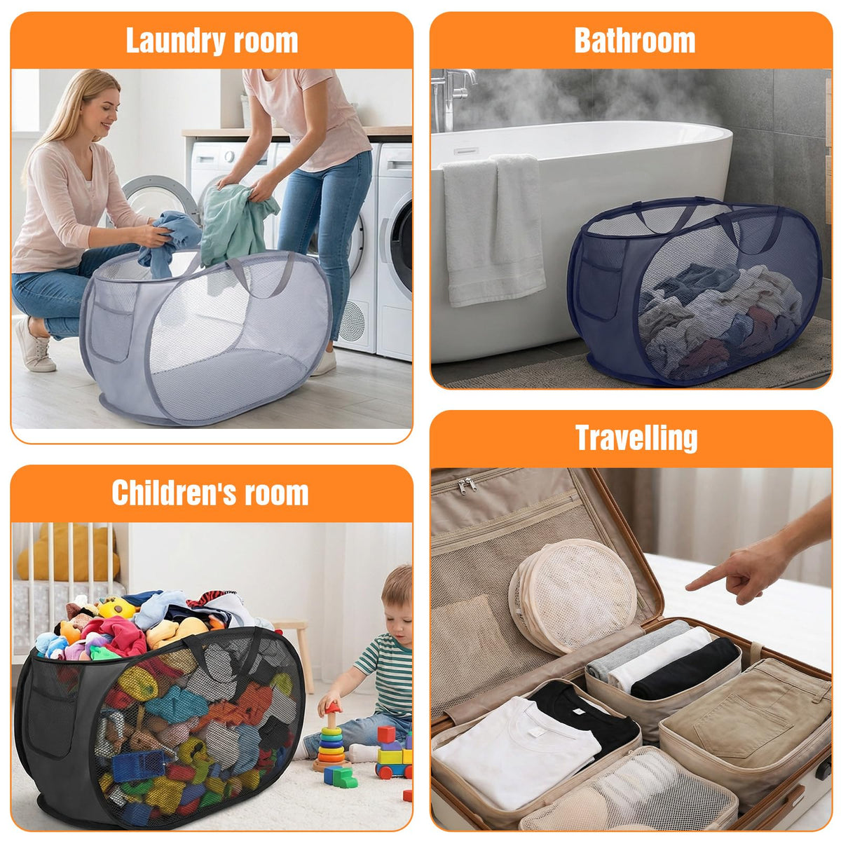 Afgaogw navy blue travel ready basket for trips and dorm room use