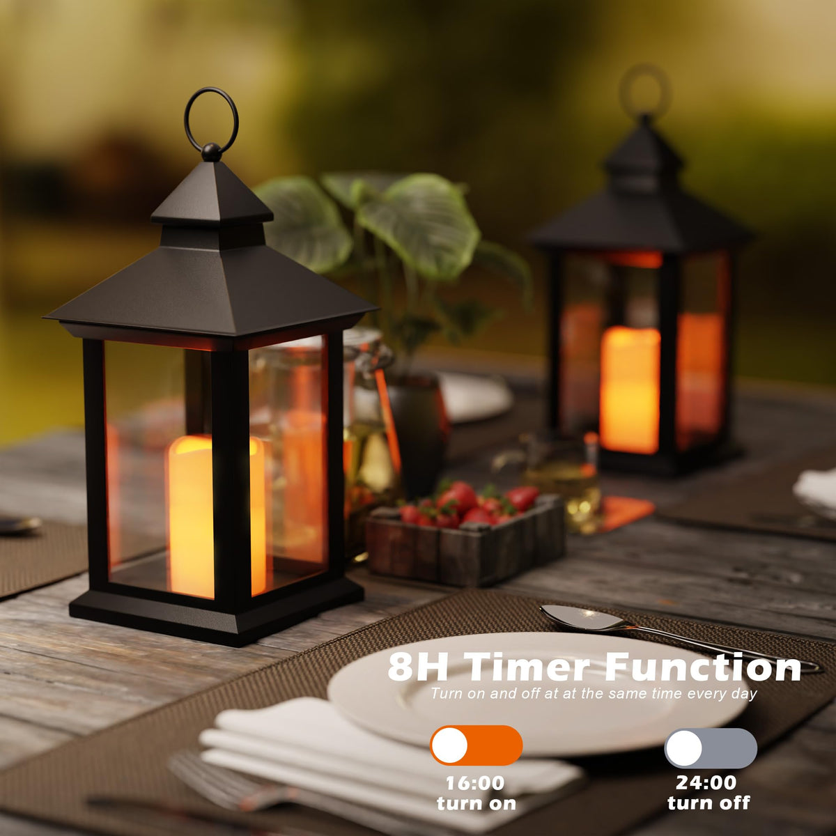 AFINETH flameless candle lantern with 8-hour timer feature