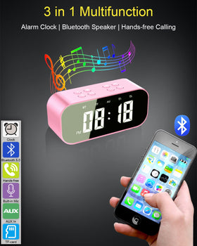 AFK alarm clock with dual alarms on nightstand ensuring two wake times for busy mornings.