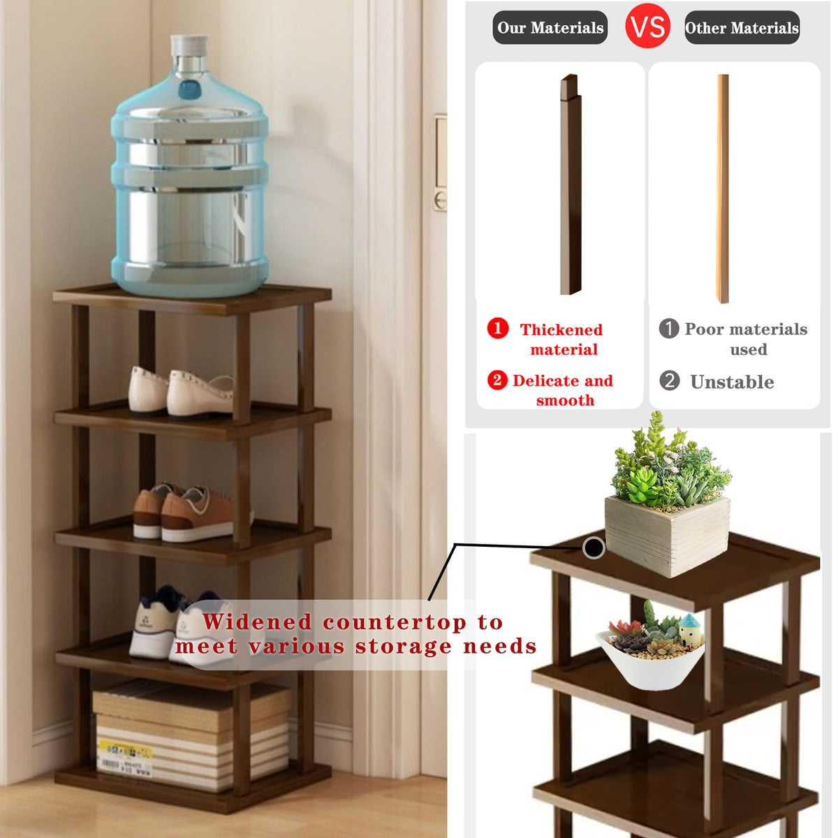 AFOORD smooth edge brown rack protects feet and shoes