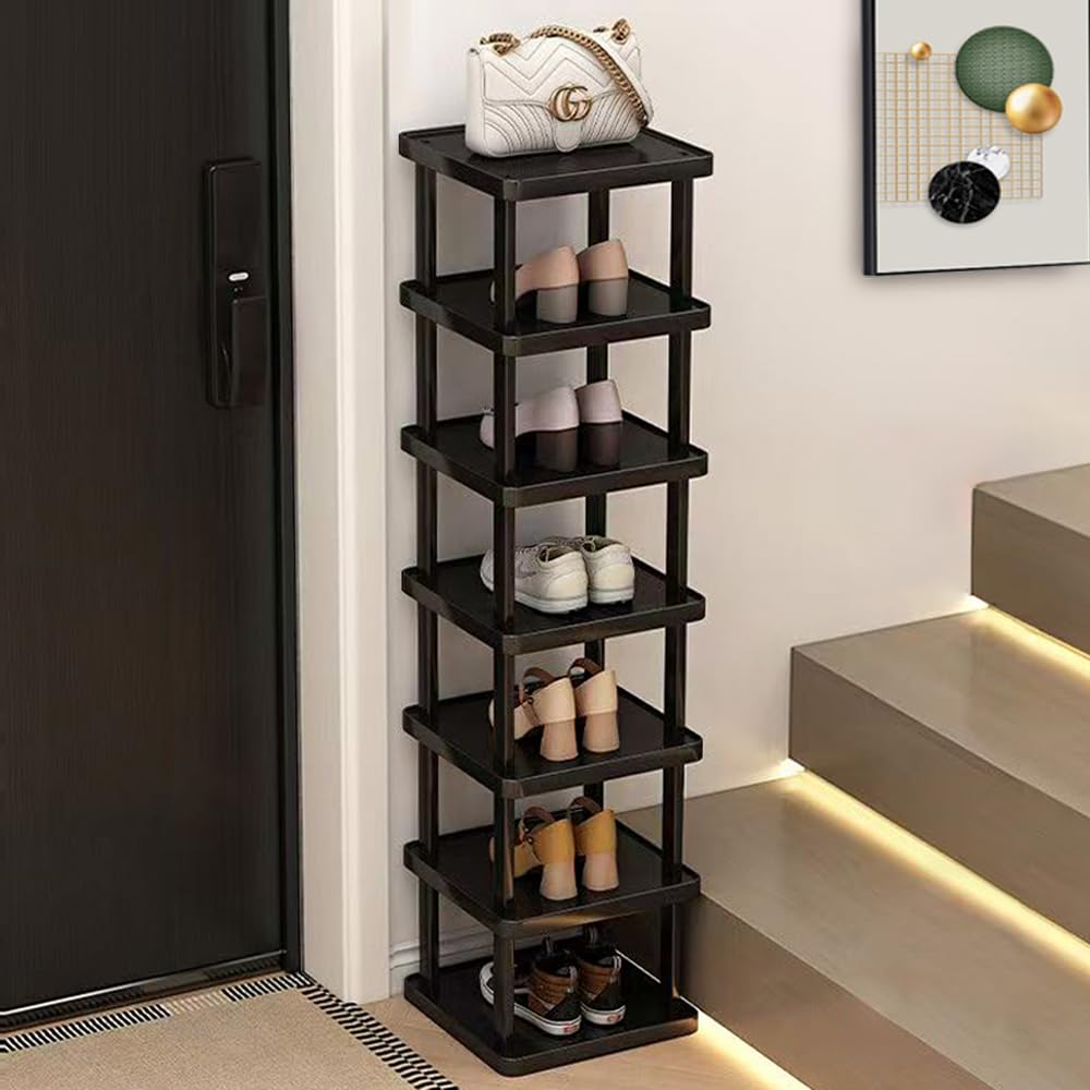 AFOORD vertical shoe rack 7-tier bamboo keeps entryways tidy and accessible
