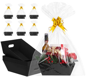 AFOROEOA black gift basket empty 10-pack, ready for elegant gifting.
