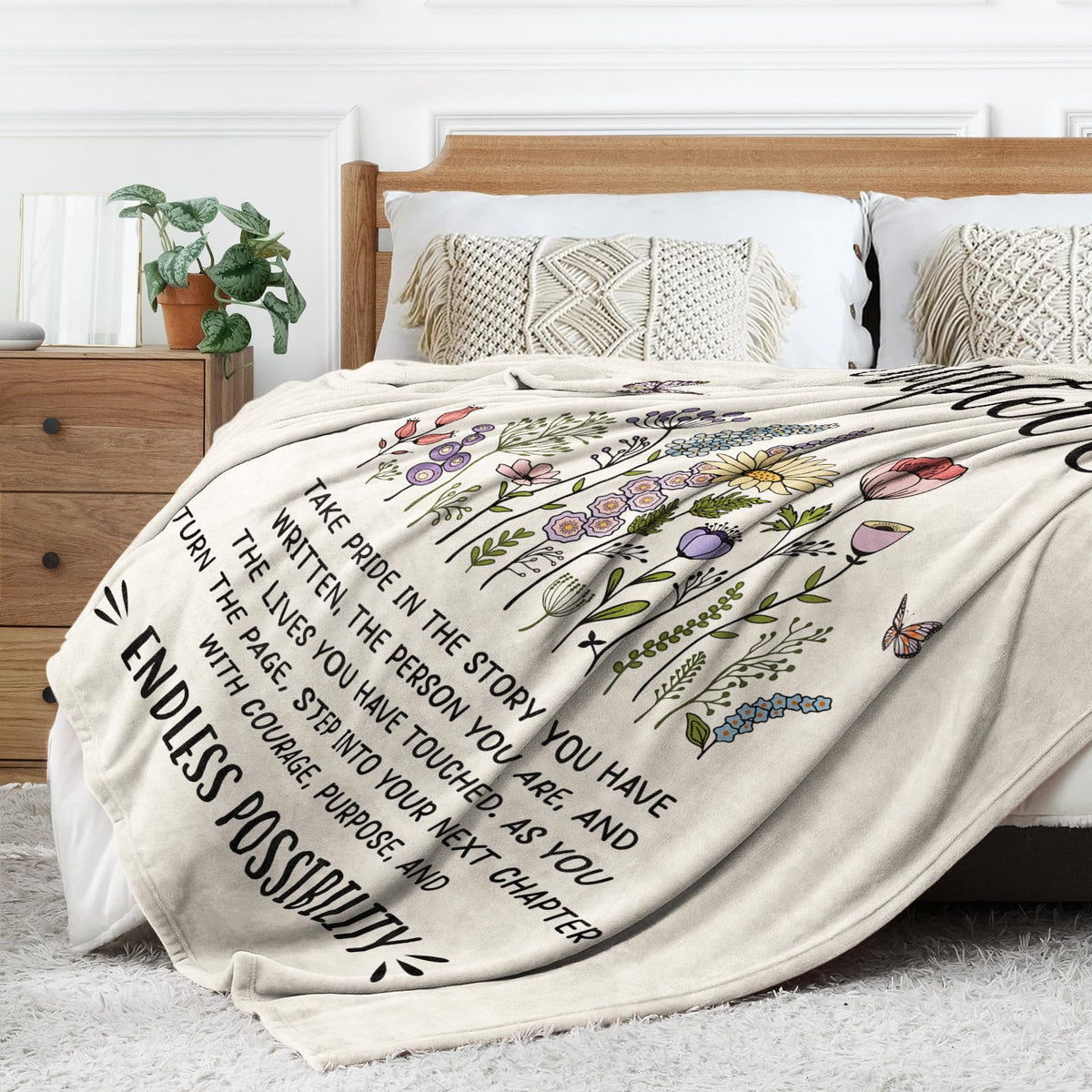 Afterprints bedside snuggle blanket creates calm nights and comforting vibes.