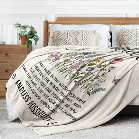 Afterprints bedside snuggle blanket creates calm nights and comforting vibes.